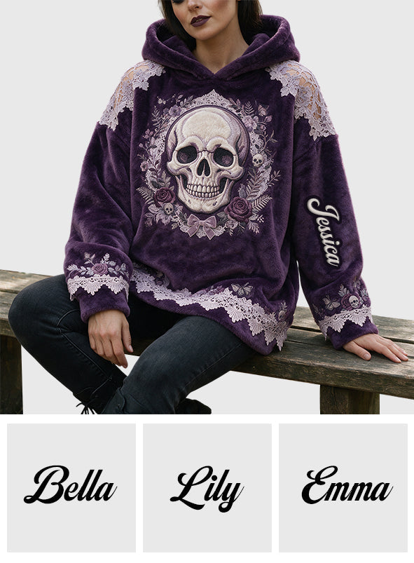 Floral Skull - Personalized Skull Fleece Hoodie