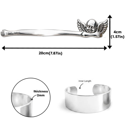 Your Wings Were Ready, But My Heart Was Not - Personalized Memorial Shaped Cuff Bracelet