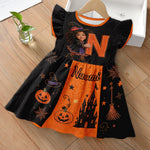 Halloween Initial Gift For Kids - Personalized Kid Kid Ruffle Sleeve Dress