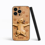 Pet Mom, Dog Lovers Gift Idea - Personalized Dog 3D Embossed Leather Phone Case