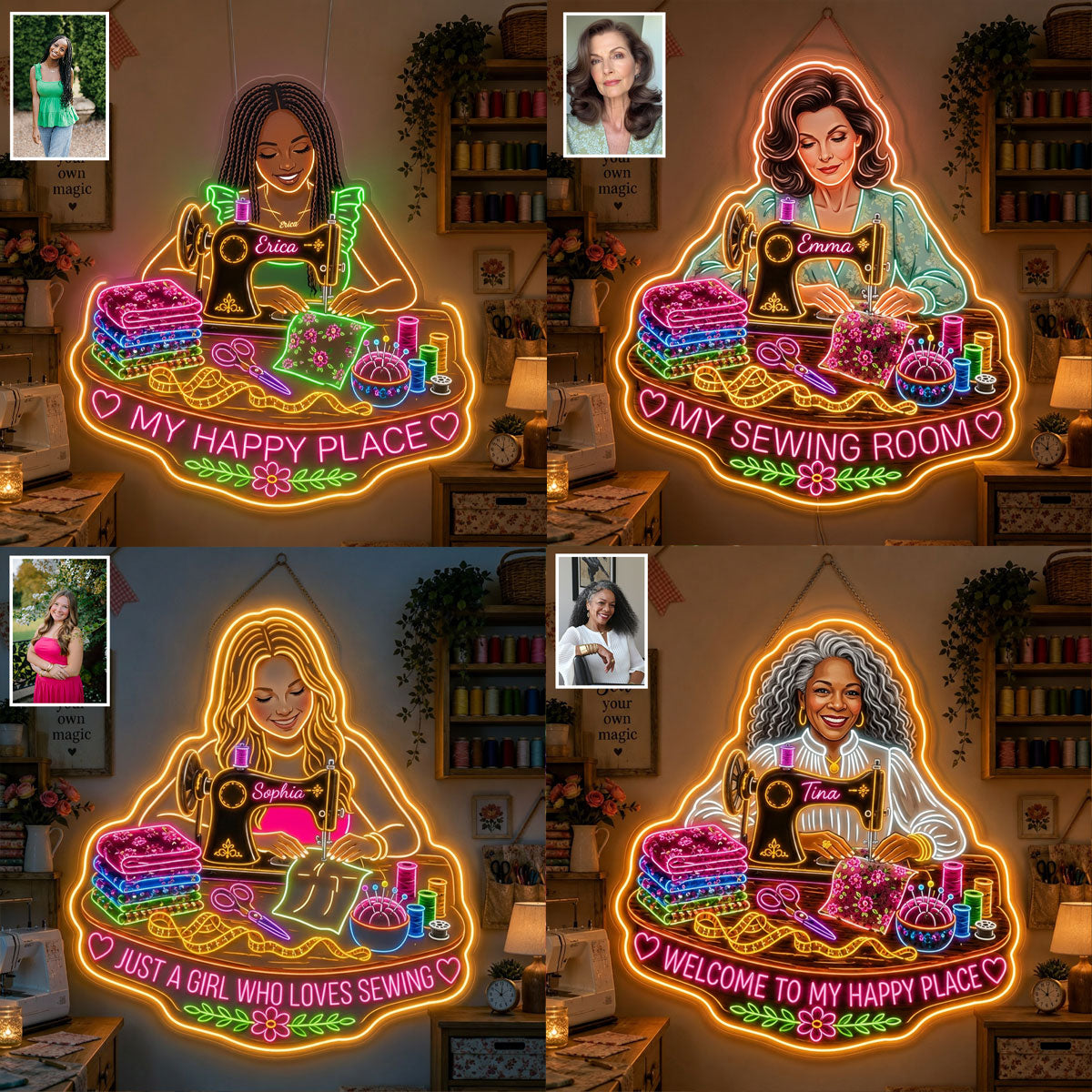Love Sewing - Personalized Sewing Neon LED Light Sign