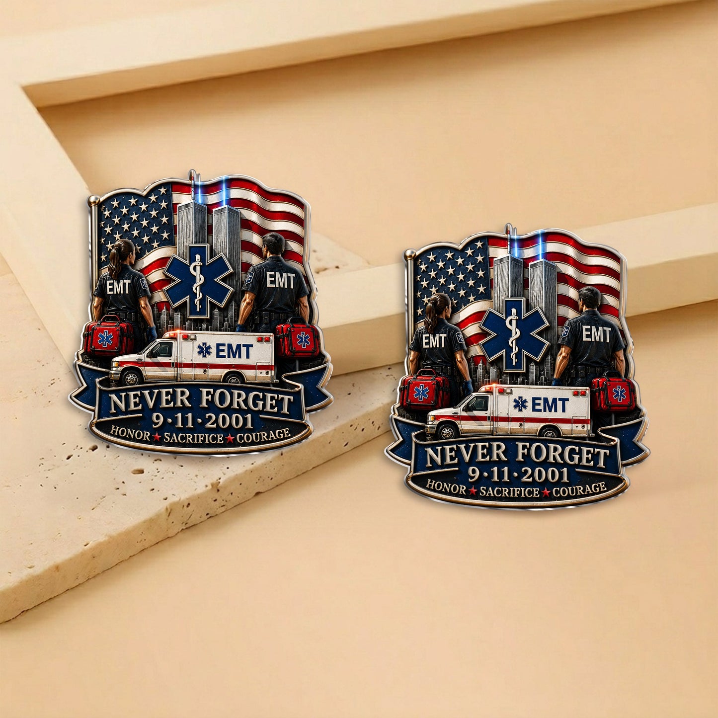 EMT Never Forget 9/11 - EMT 3D Embossed Enamel Pin