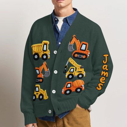 Construction Machines - Personalized Kid Cardigan Sweater