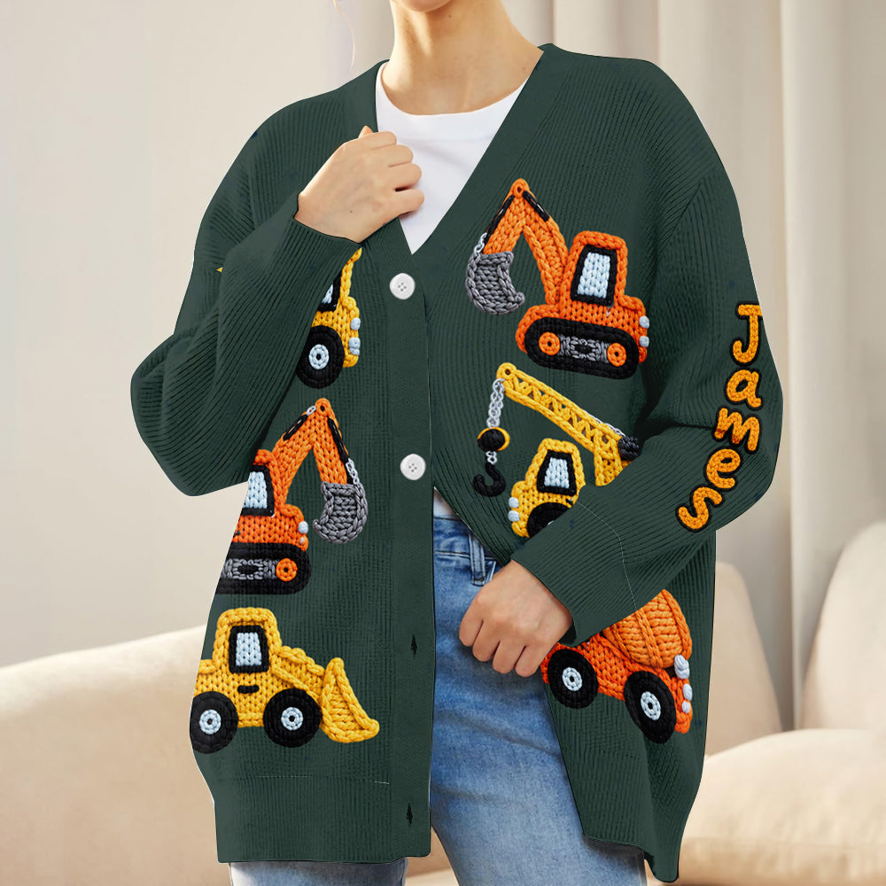 Construction Machines - Personalized Kid Cardigan Sweater