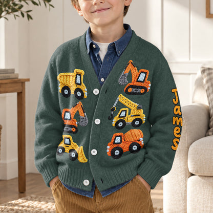 Construction Machines - Personalized Kid Cardigan Sweater