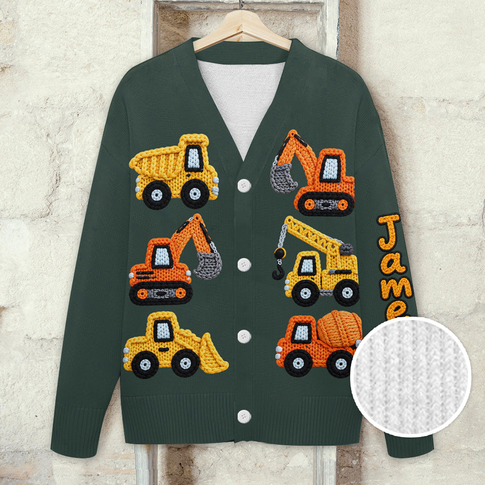 Construction Machines - Personalized Kid Cardigan Sweater