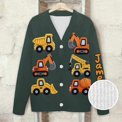 Construction Machines - Personalized Kid Cardigan Sweater