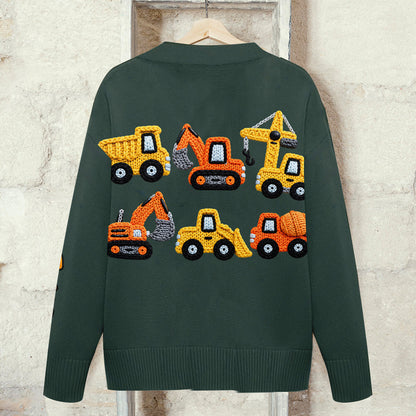 Construction Machines - Personalized Kid Cardigan Sweater