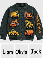 Construction Machines - Personalized Kid Cardigan Sweater