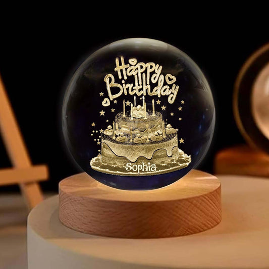 Happy Birthday - Personalized Birthday Crystal Ball Night Light