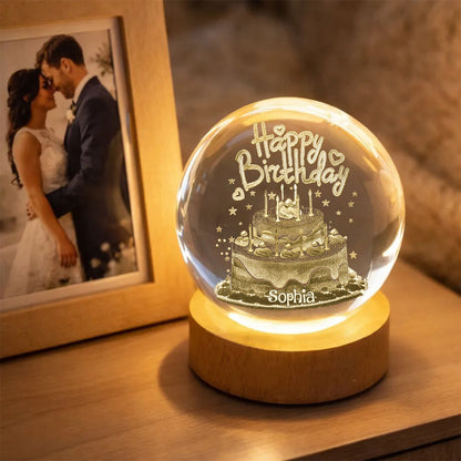Happy Birthday - Personalized Birthday Crystal Ball Night Light