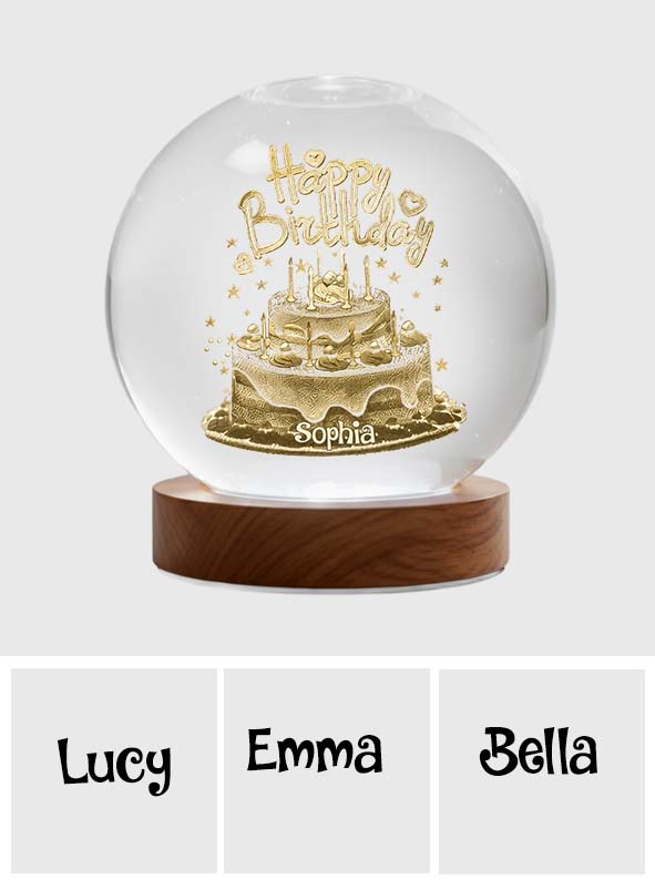 Happy Birthday - Personalized Birthday Crystal Ball Night Light