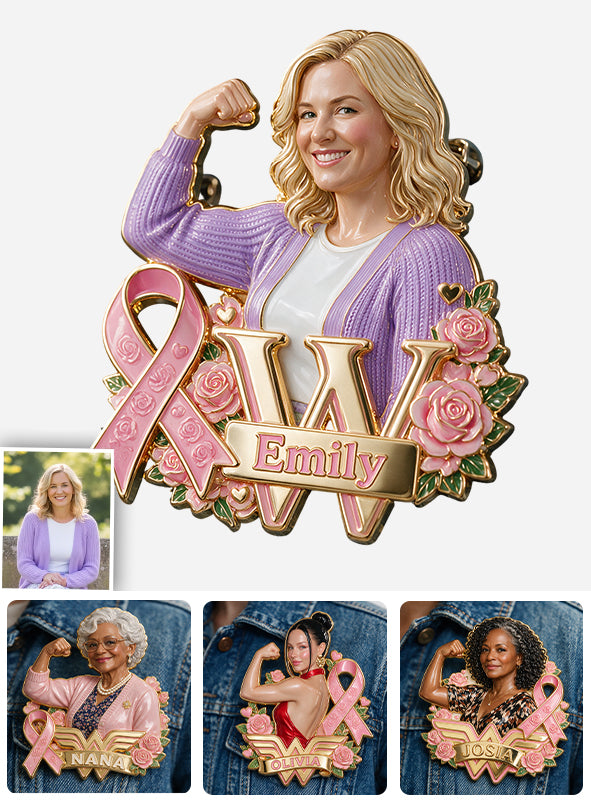 In This Fight, No One Stands Alone - Personalized Breast Cancer Awareness 3D Embossed Enamel Pin