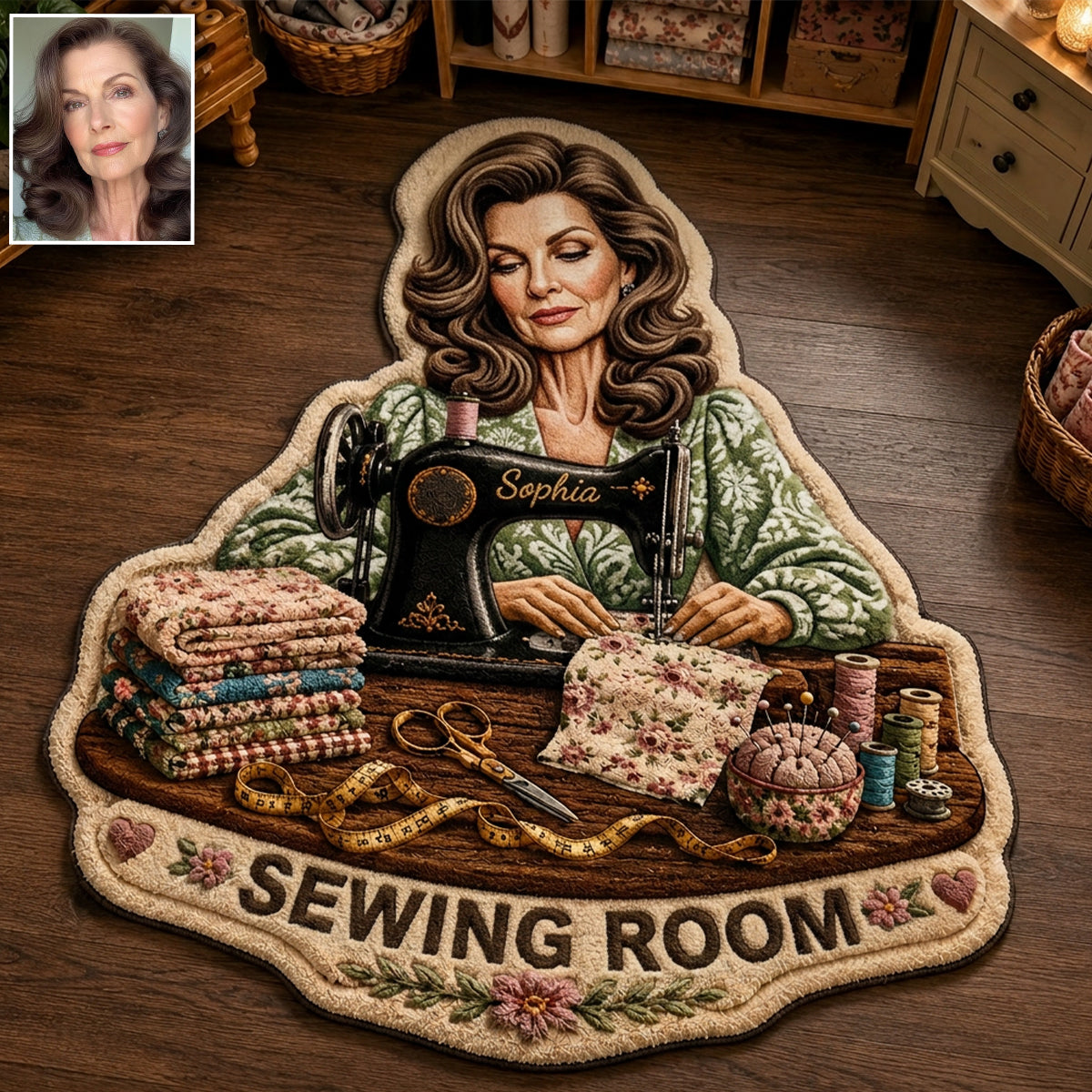 Welcome To My Happy Place - Personalized Sewing Non-Slip Tufted Rug