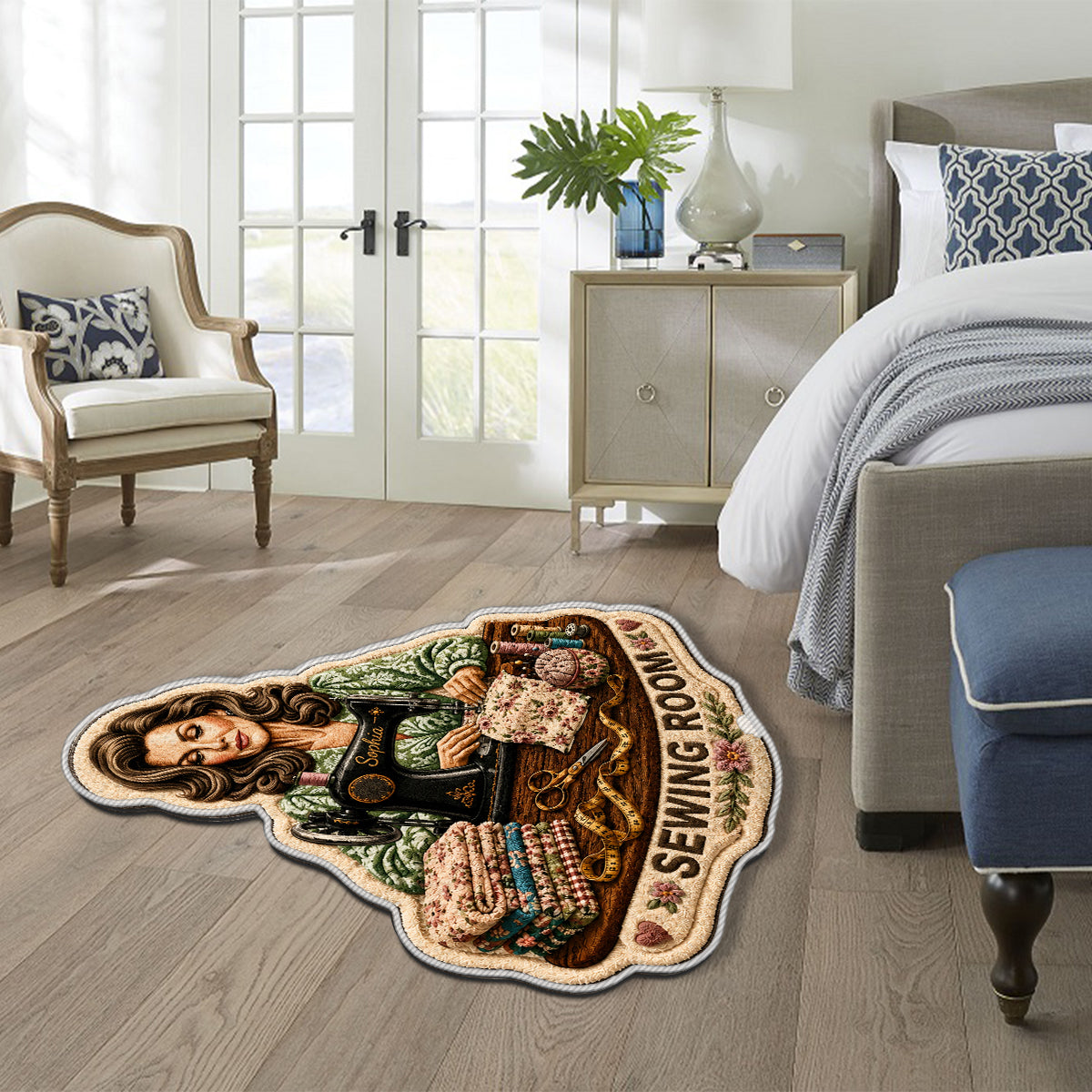 Welcome To My Happy Place - Personalized Sewing Non-Slip Tufted Rug