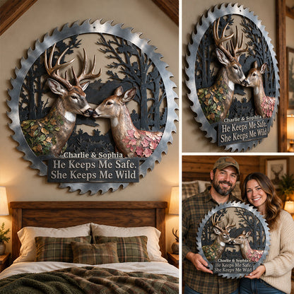 She Keeps Me Wild - Personalized Hunting 3D Printed Cut Metal Sign