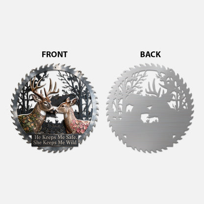 She Keeps Me Wild - Personalized Hunting 3D Printed Cut Metal Sign