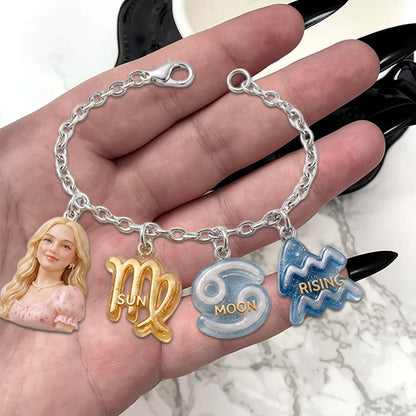 Custom You Sun, Moon & Rising Zodiac Sign - Personalized Horoscope Bracelet With Charms