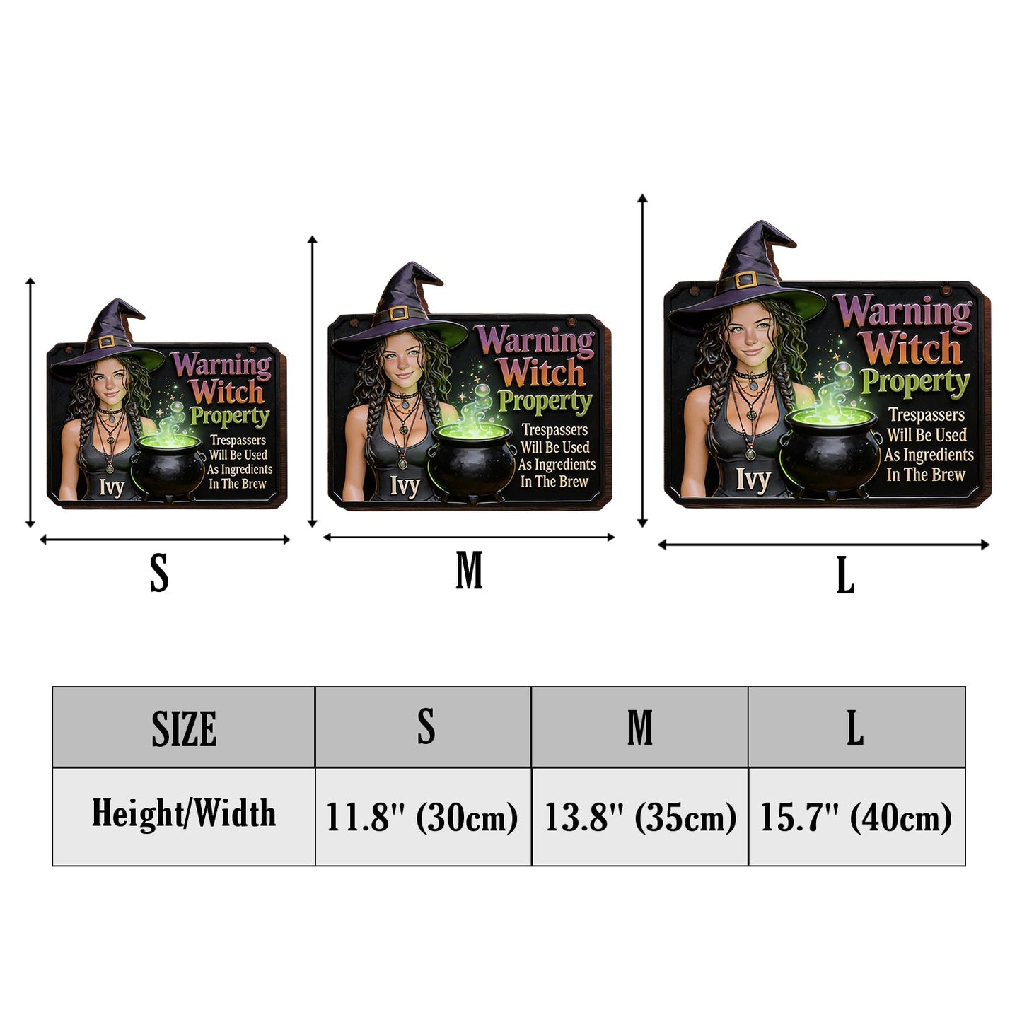 Warning Witch Property - Personalized Witch Wood Sign With Stake