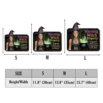 Warning Witch Property - Personalized Witch Wood Sign With Stake