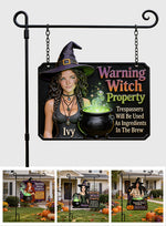 Warning Witch Property - Personalized Witch Wood Sign With Stake