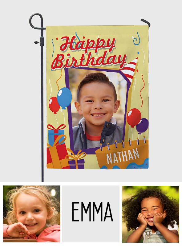 Happy Birthday - Personalized Birthday Garden Flag