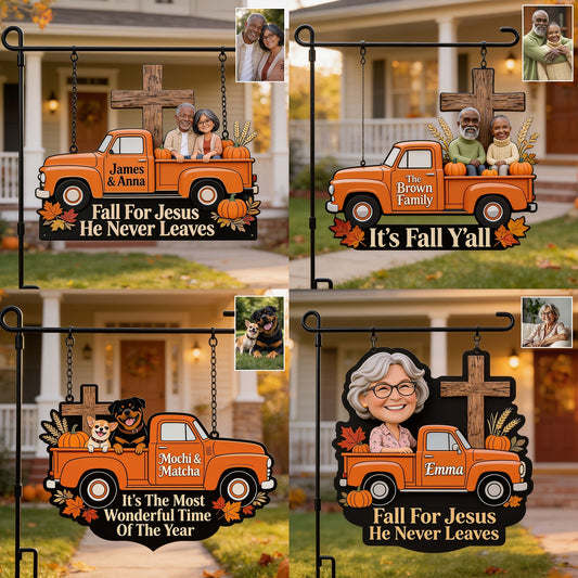 Happy Fall Y'all - Personalized Christian Wood Sign With Stake