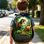 Dinosaur Back To School Gift for Kids - Personalized Kid Changeable Leather Patch Backpack
