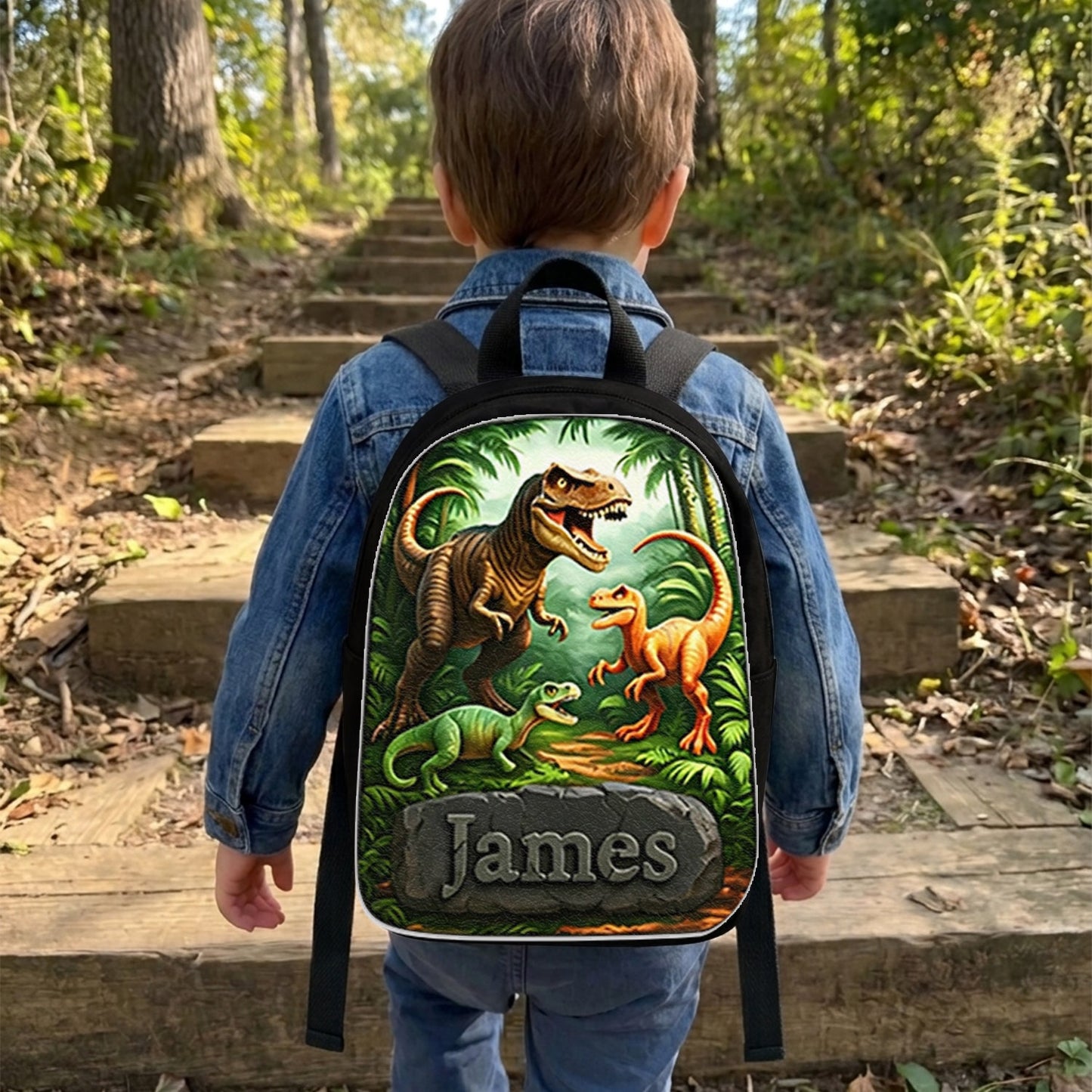 Dinosaur Back To School Gift for Kids - Personalized Kid Changeable Leather Patch Backpack