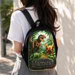 Dinosaur Back To School Gift for Kids - Personalized Kid Changeable Leather Patch Backpack