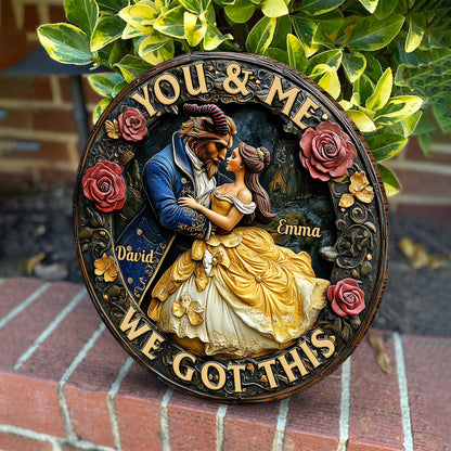You And Me We Got This - Personalized Mouse Round Wood Sign