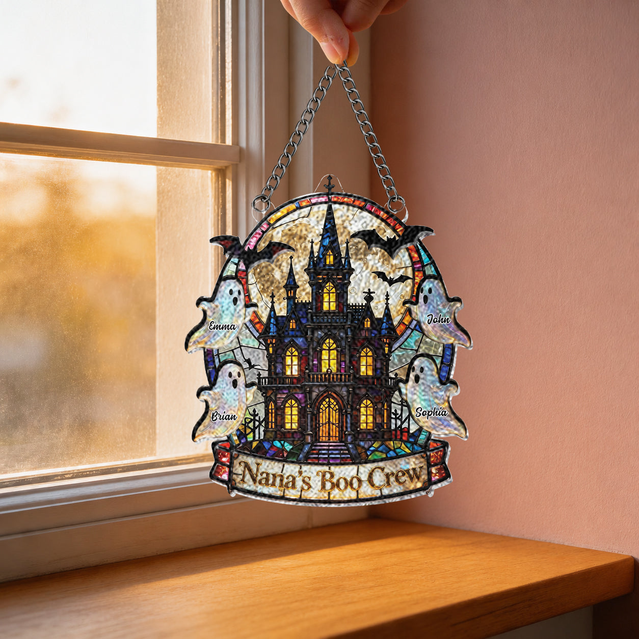 Grandma's Boo Crew - Personalized Grandma 3D Printed Glass Suncatcher