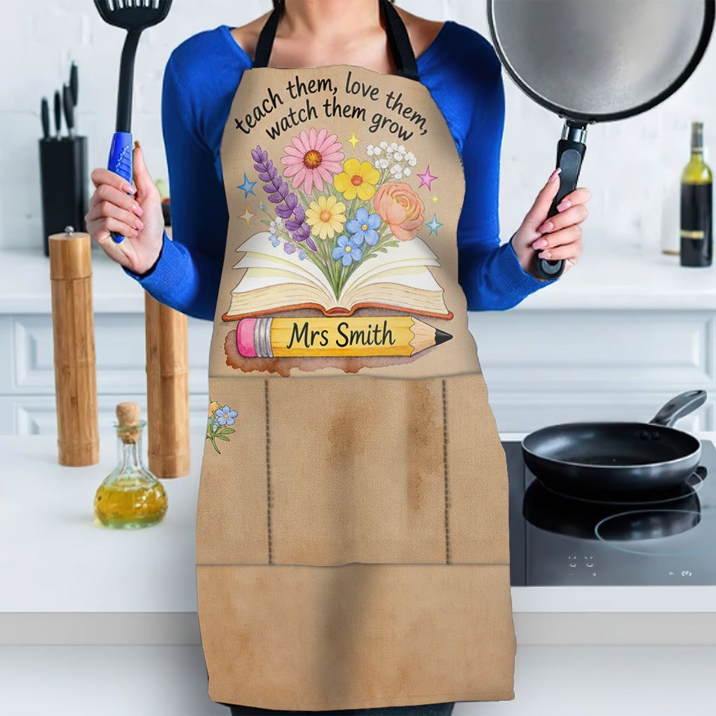 Teacher Gifts Boho Kraft - Personalized Teacher Apron With Pockets
