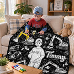 Fun Coloring Blanket For Kids, Custom Any Theme, Any Photo - Personalized Kid Blanket