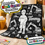 Fun Coloring Blanket For Kids, Custom Any Theme, Any Photo - Personalized Kid Blanket