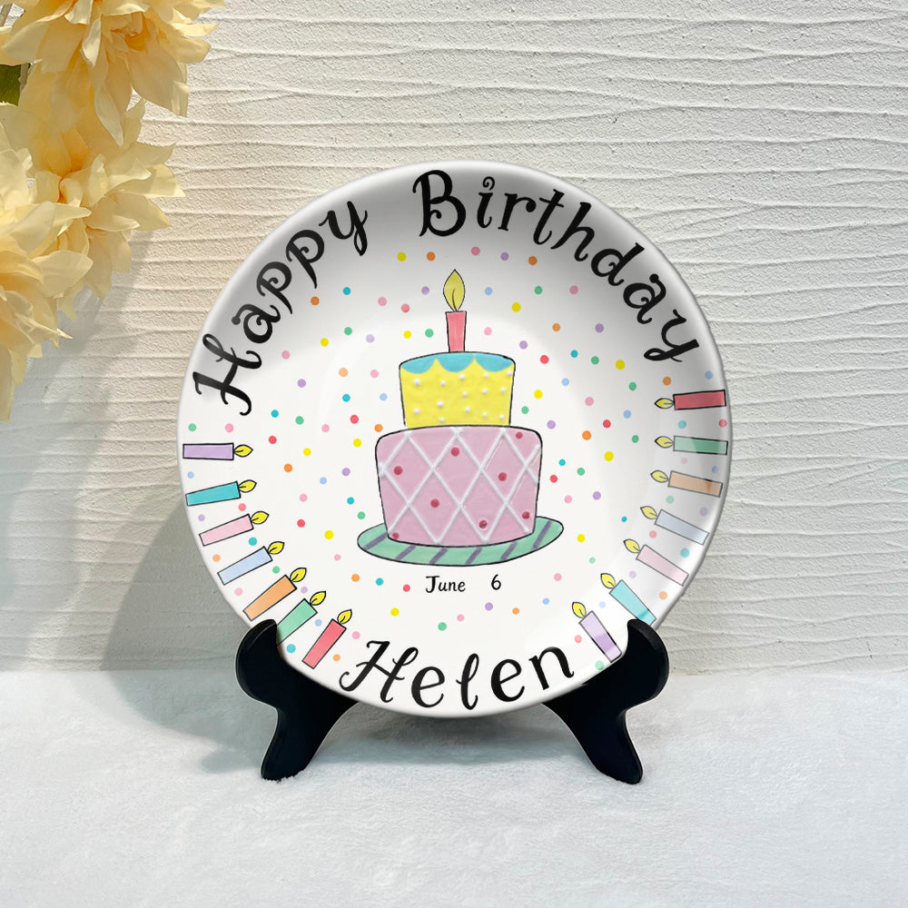 Birthday Gift - Personalized Birthday Ceramic Round Plate