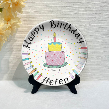Birthday Gift - Personalized Birthday Ceramic Round Plate