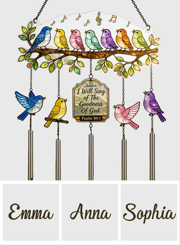 I Will Sing Of The Goodness Of God - Personalized Christian Wind Chime With Charm