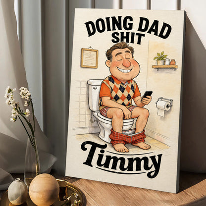 Funny Caricature Gift For Dad - Personalized Father Canvas And Poster