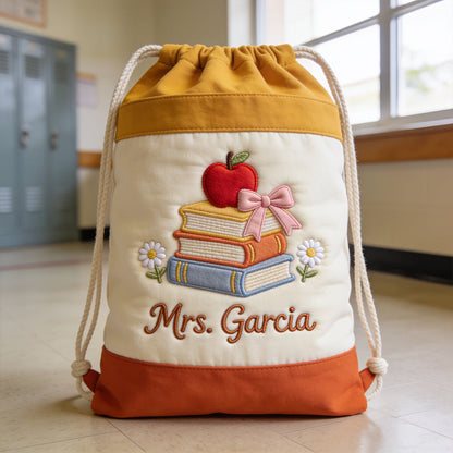 Teacher Gifts - Personalized Teacher Drawstring Tote Bag