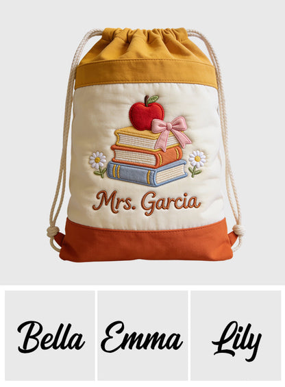 Teacher Gifts - Personalized Teacher Drawstring Tote Bag
