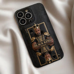 Black King - Personalized African American 3D Embossed Leather Phone Case
