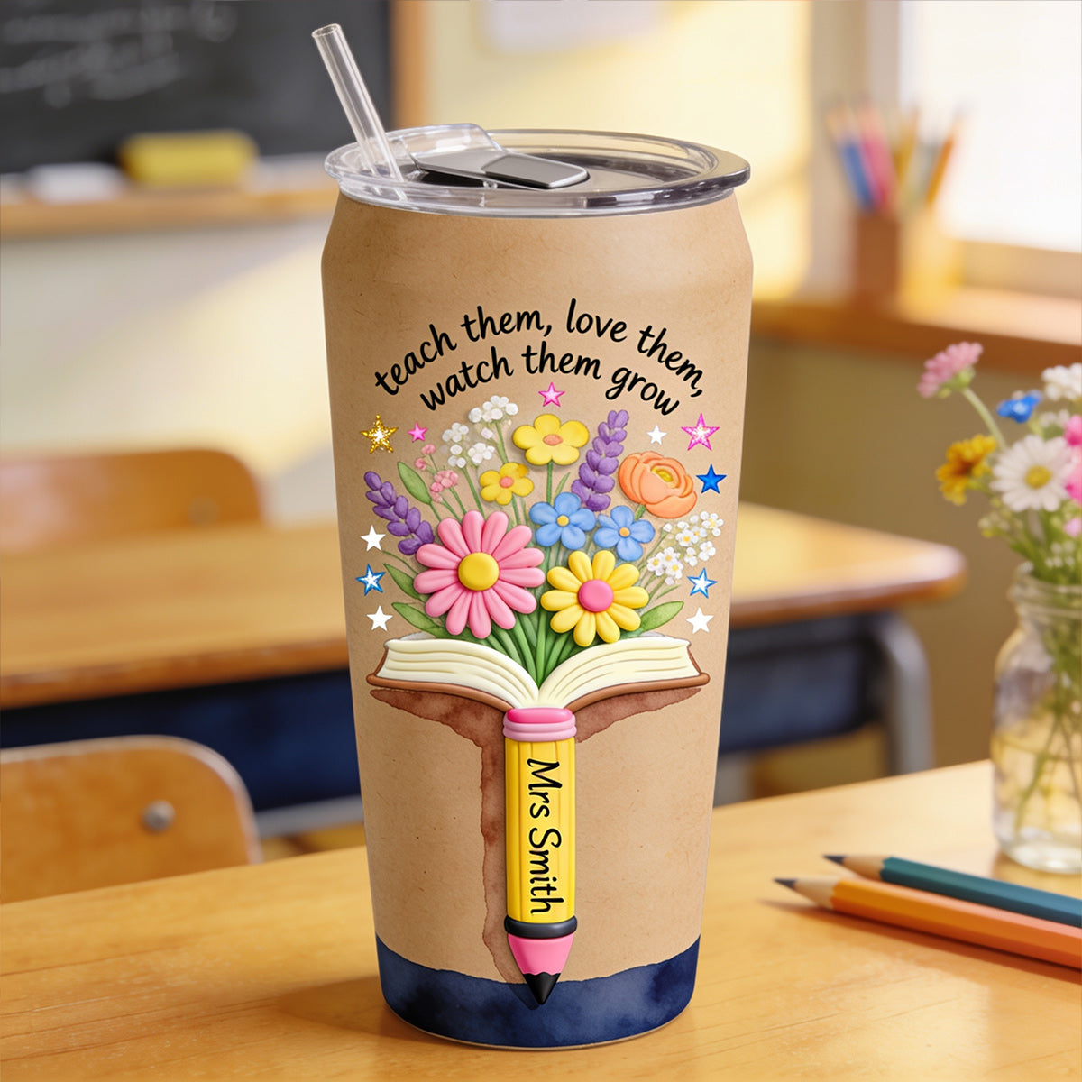 Teacher Gifts Boho Kraft - Personalized Teacher Tumbler