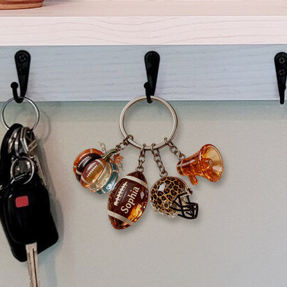 Love Football - Personalized Football Premium Keychain With Charms
