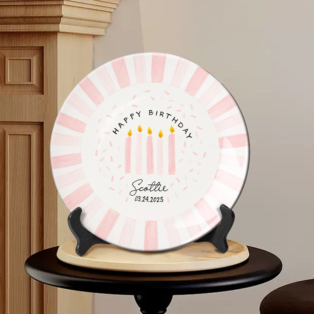 Happy Birthday - Personalized Birthday Ceramic Round Plate
