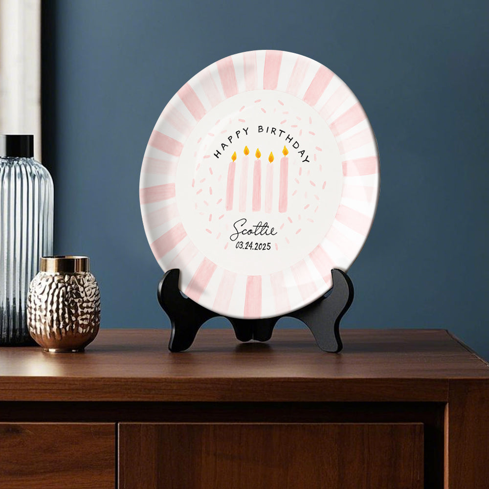 Happy Birthday - Personalized Birthday Ceramic Round Plate