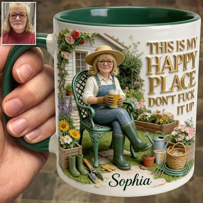 Garden Is My Happy Place - Personalized Gardening Accent Mug & Coaster