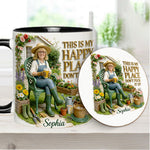 Garden Is My Happy Place - Personalized Gardening Accent Mug & Coaster