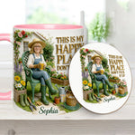 Garden Is My Happy Place - Personalized Gardening Accent Mug & Coaster