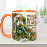 Garden Is My Happy Place - Personalized Gardening Accent Mug & Coaster